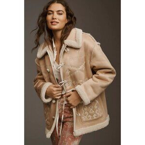 New MOTHER Toasty Faux Suede Shearling Jacket Snowed In Size L